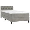 Box Spring Bed with Mattress Light Grey 90 x 190 cm Velvet