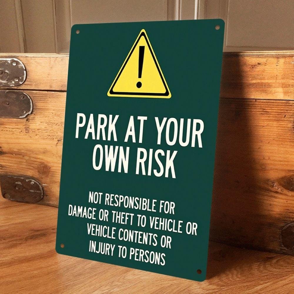 

1 item: Warning sign, metal plaque, parking lot disclaimer sign, outdoor waterproof and UV-resistant sign, garage/warehouse safe (as the picture,20x30cm)