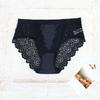 Fashionable Slip Material Mid Waist Women's Underwear Splicing Sexy Lace All Cotton Crotch Comfortable Soft Women's Triangle Pants