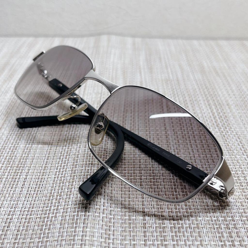 Used [Good Condition/with Case] Cartier Sunglasses Silver Side Logo