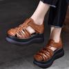 Women's Personalized New Women's Sandals with Thick Sole and Raised Sponge Sole, European and American Style Comfortable Large Leather Roman Shoes