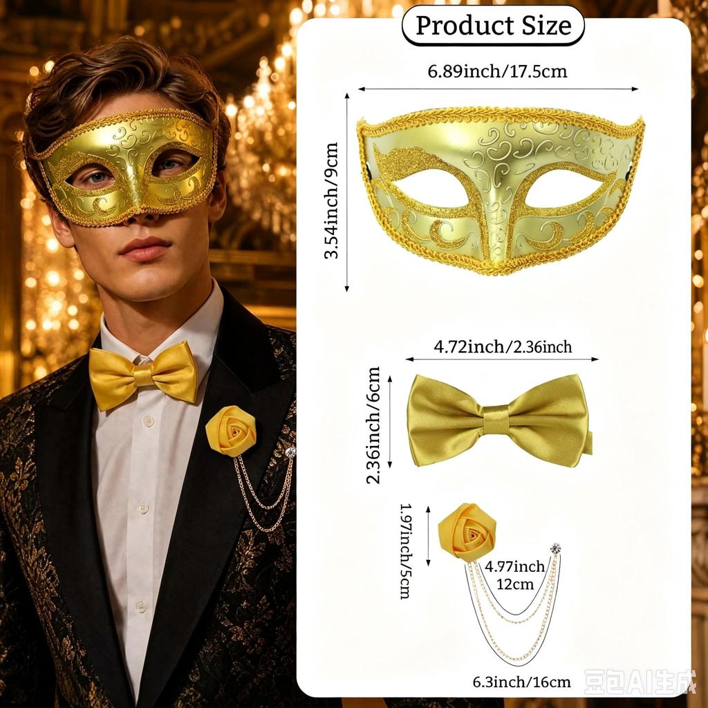 Maskenball-Masken-Set für Herren Damen, Halloween-Party-Kostümzubehör