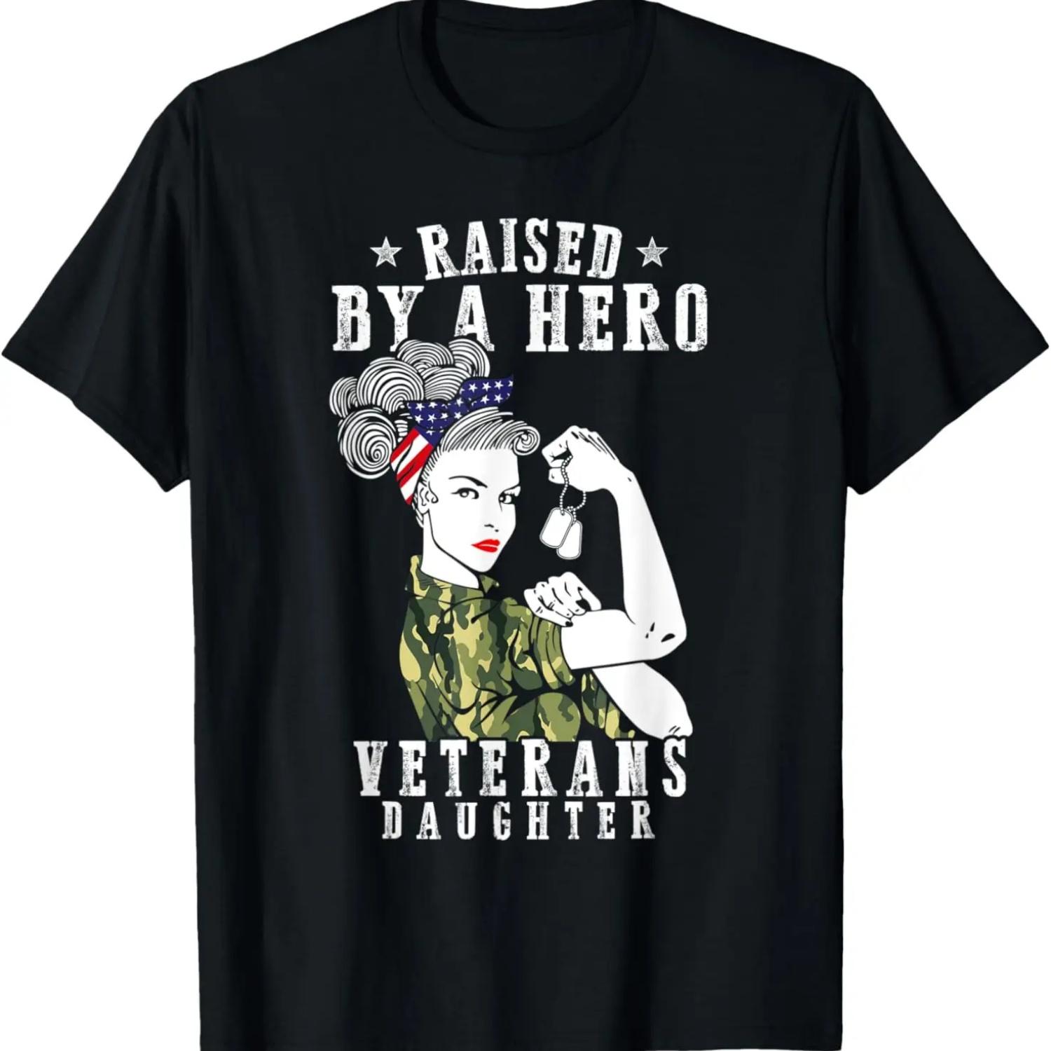 Veteran s Day Raised By A Hero Daughter Proud Military Child T-Shirt S чёрный