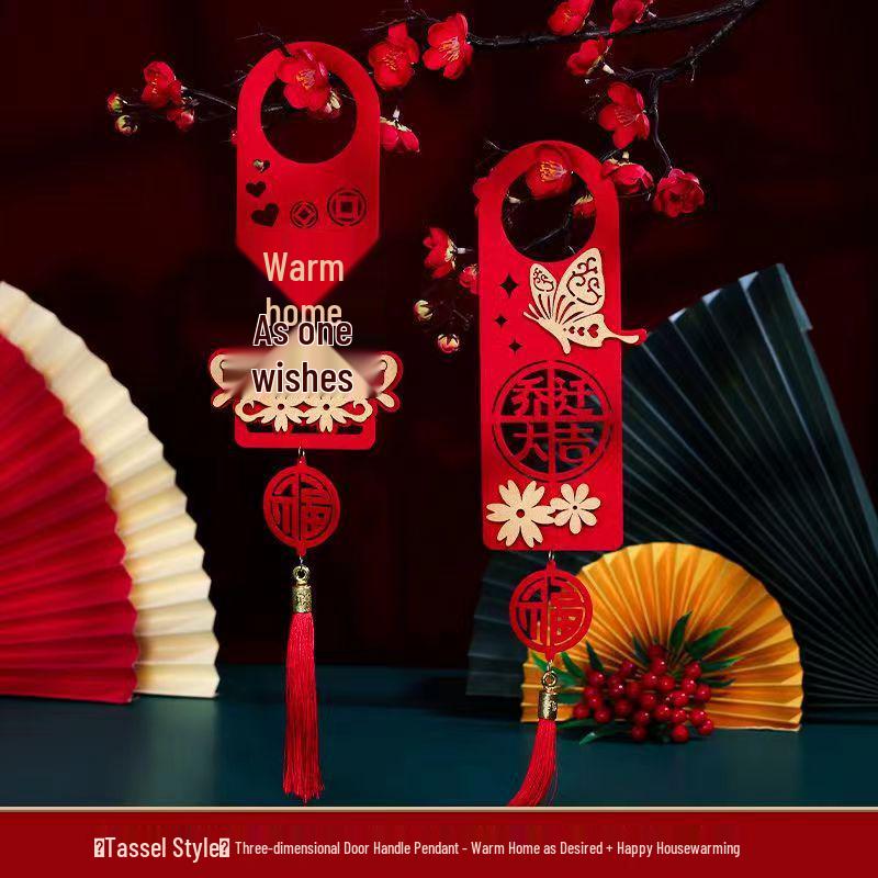 Auspicious Housewarming Door Handle Ornament for New Home Ceremony