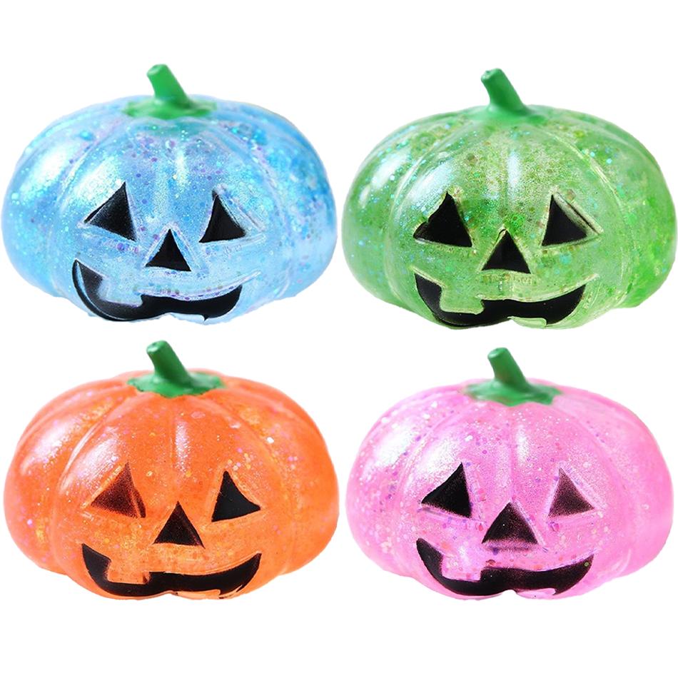4Styles Halloween Pumpkin Maltose Stress Ball Squishy Toy Soft Stress Ball Slow Rebound Fidget Toy Stress Relief Funny Gifts
