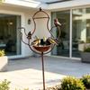 Iron Garden Stake Bird Feeder Piece with Watering Can Shape, Outdoor Lawn Display for Flower Spots and Yard Space, Approx. 8.3 x 42.5 In