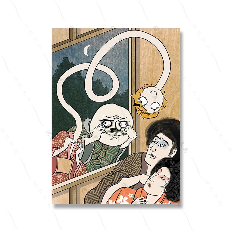 Japoński plakat w stylu Ukiyoe Kobieta krzycząca na kota Malowanie na płótnie Sztuka ścienna w stylu vintage Farmhouse Obraz Wystrój domu Bez ramki