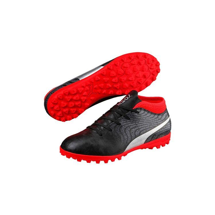 Puma One 18.4 TT Low Top Kids Football Shoes Kids Football Shoes Black Red 104562-01