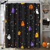 Halloween Bathroom Sets With Shower Curtain And Rugs Accessories, Funny Ghosts Shower Curtain Sets, Trick Or Treat Shower
