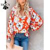 Moda Donna Casual Primavera Autunno Stampa Motivo Floreale Manica Lunga Scollo a V Bluse & Camicie