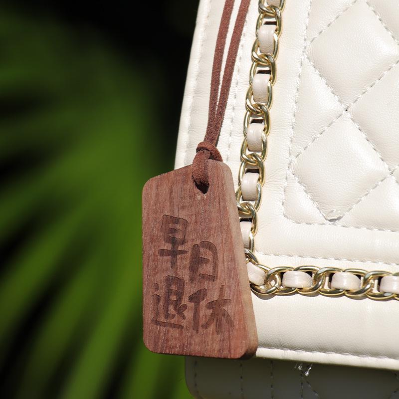 Natural Black Walnut Blessing Keychain Pendant with Custom Engravings