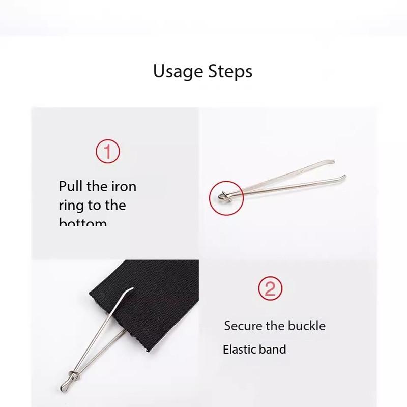 Stainless Steel Garment Clips Sewing DIY Elastic Band Tape Punch Cross Stitch Threader Wear Rope Elastic Clamp Sewing Tools