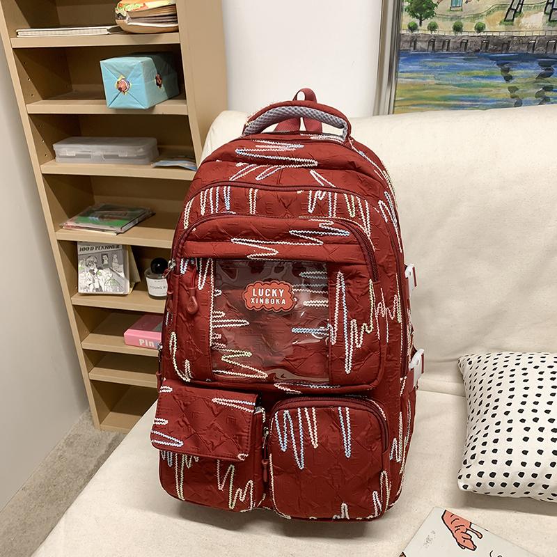 Junior High School Student Schoolbag Women's Colorful Embroidery Backpack Large Capacity Student Backpack