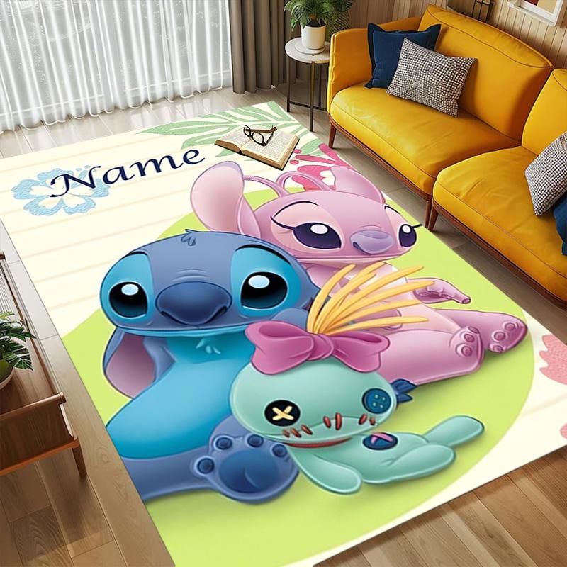 Personalized Name Rainbow Stitch Living Room Non-Slip Area Rug Soft Carpet for Bedroom Kids Playroom Sofa Office Home Decor Doormat