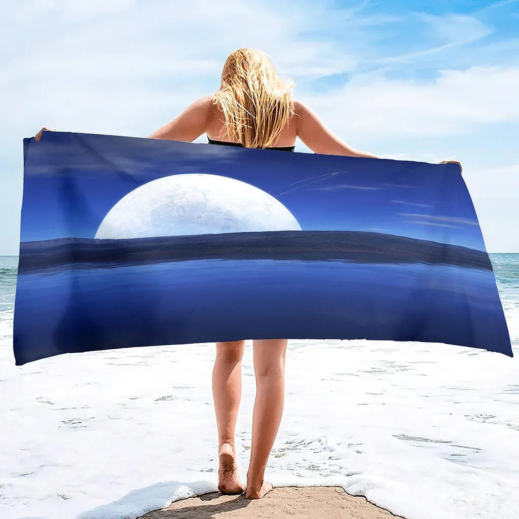 Microfiber Moon Beach Towel Oversized,Quick-dry Bath Towel,Super Absorbent Beach Towels Sandless for Bathroom Swim Sport Shower