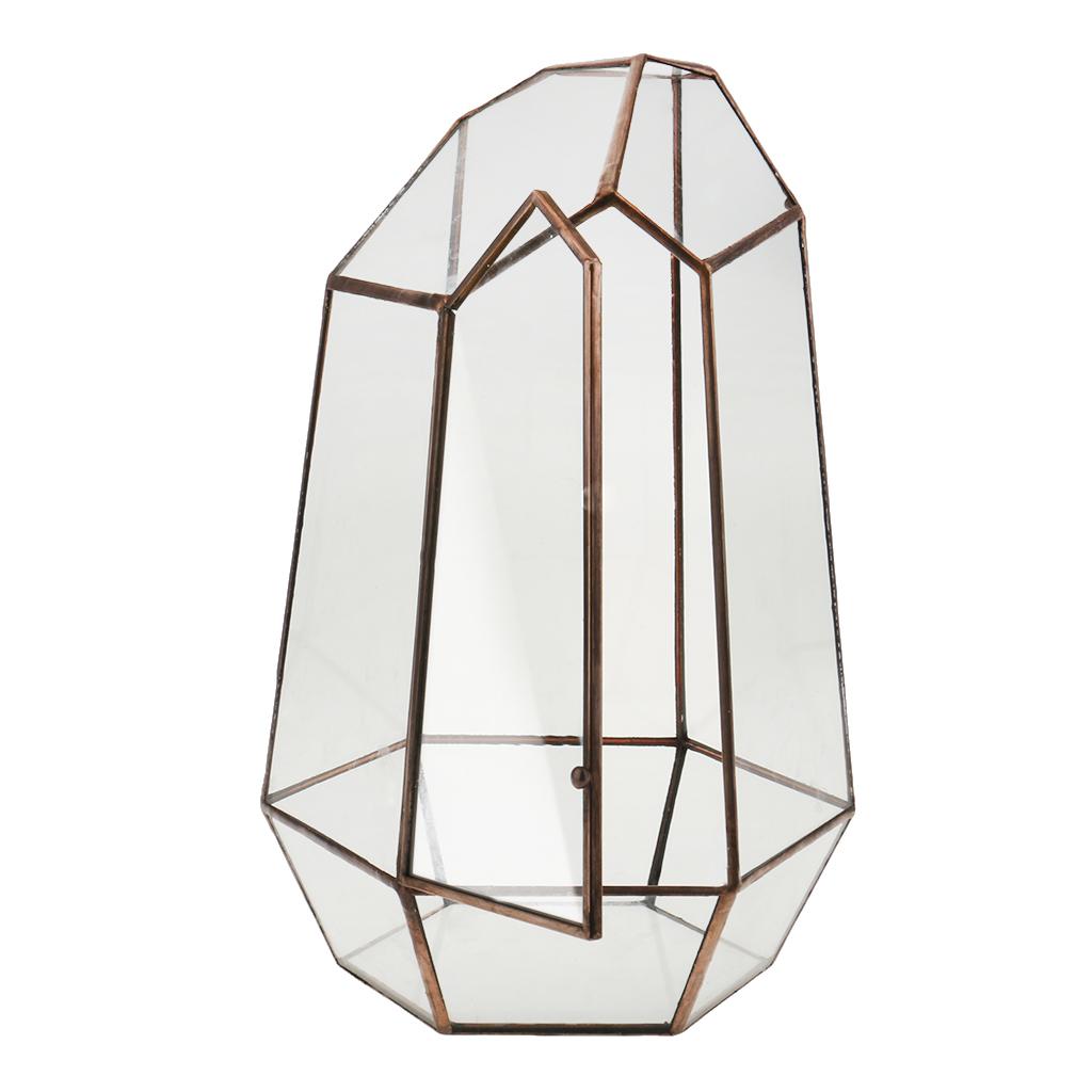 Clear Glass Geometric Terrarium Tabletop Planter Irregular Plant Box Succulent Holder for Indoor Garden медный