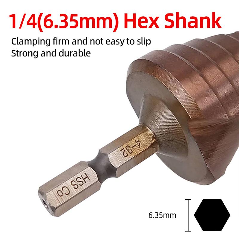 Wiertło stopniowe HSS M35 kobaltowe Rowek spiralny Hex Narzędzie do wiercenia ze stali nierdzewnej Broca Metalowy wiertło do otworów Drewna Stożek wiertniczy Otwór wiertniczy