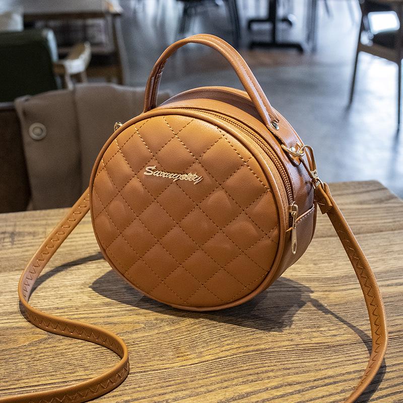 TianJinGeErLiShangMaoYouXianGongSi Retro Kleine Ronde Tas Dames Tas Dames Geborduurde Messenger Bag bruin