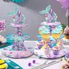 Mermaid Cupcake Stand Birthday Party Decorations, Under The Sea Supplies Favors with Mermaid Tail Toppers for Little Girl