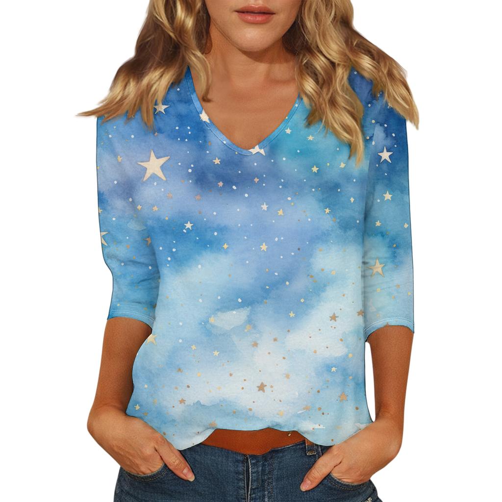 Damen Lässig Modisch Sexy Bequem V-Ausschnitt Weihnachten Dreiviertelärmel Oberteil