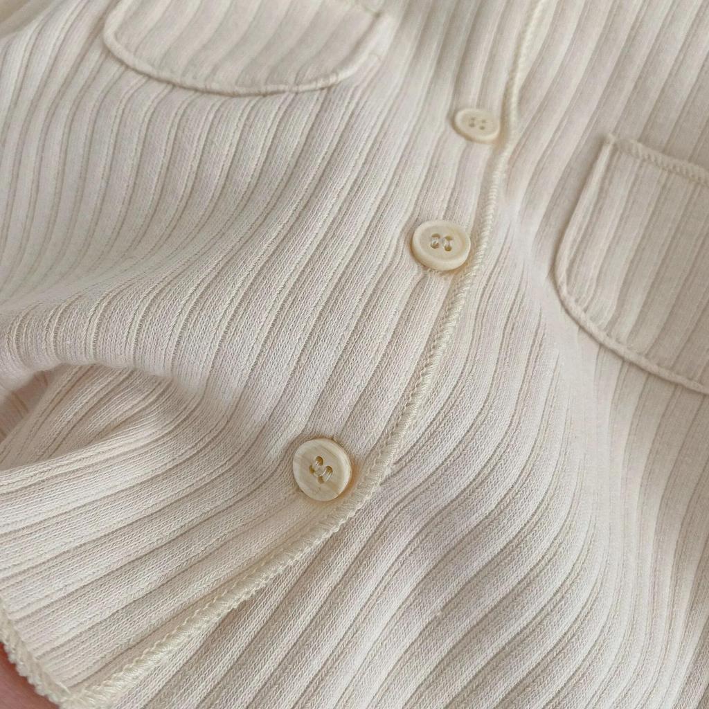 2024 Spring Unisex Baby Striped Pocket Top & Trousers Set