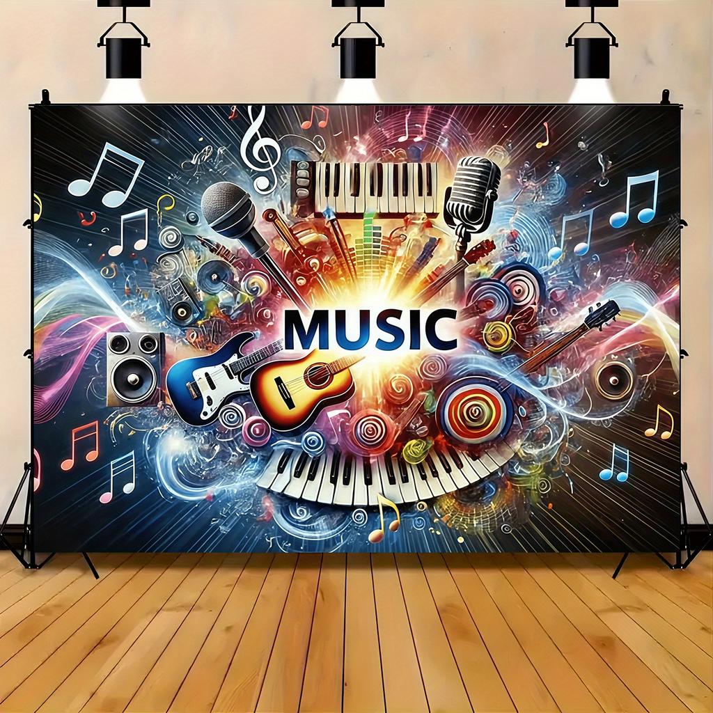 One musical symbol instrument explosion abstract background cloth, suitable for photography in an art music studioXY