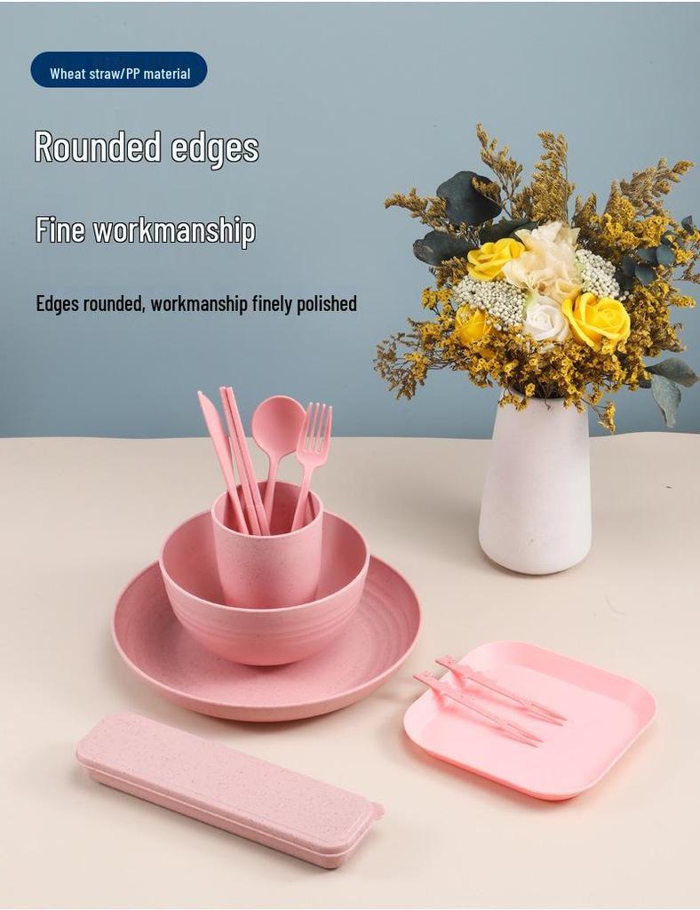 44-Piece Portuguese Tableware Set: Plates, Bowls, Cups & Cutlery in Durable Plastic