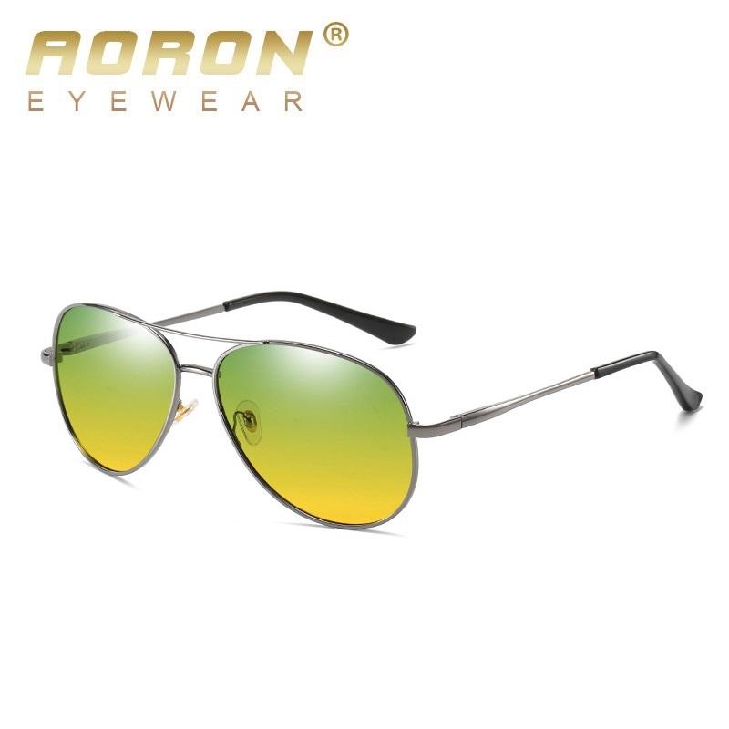 

Мужские поляризационные солнцезащитные очки AORON, дневные и ночные очки, многофункциональные антибликовые очки UV400, очки серый