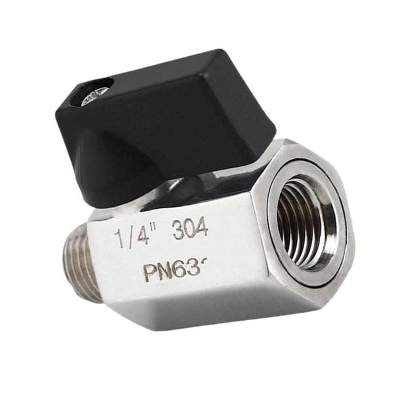652F Small Space Compatible 1/4" Stainless Steel Ball Valves Double Thread Connection Wide Temperature Ranging Space Saving