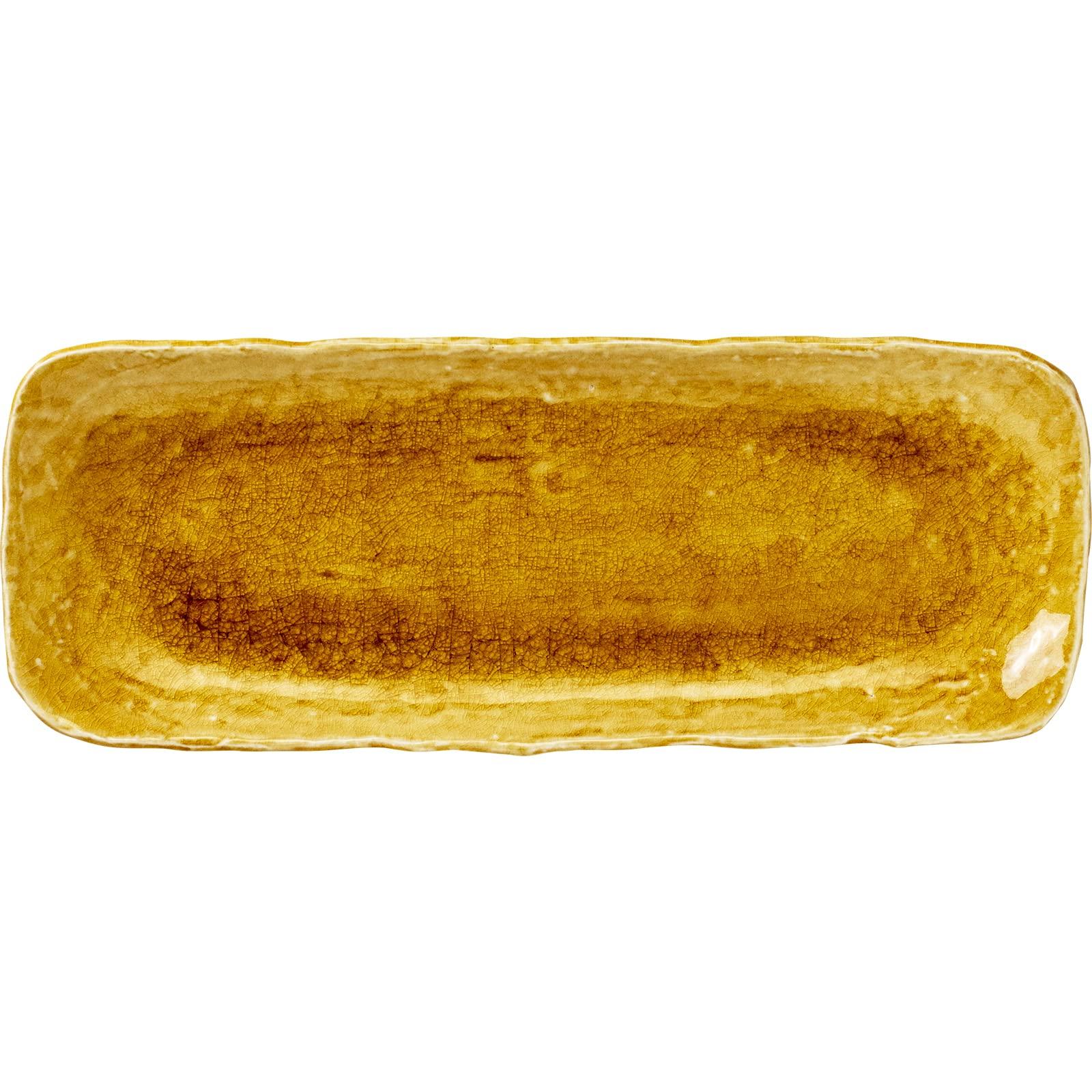 

Minoru Pottery Mino Ware Amane 315 Long Square Plate Amber