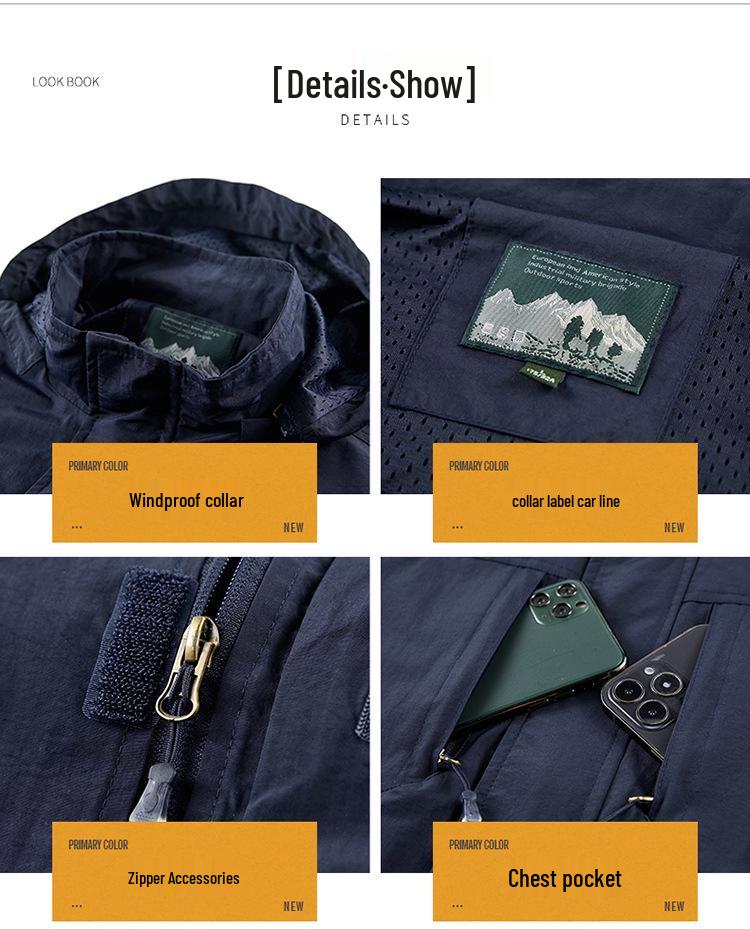 Men's Windproof Quick-Dry Outdoor Jacket - Spring/Autumn Loose Fit, Plus Size, Thin Style for Hiking and Casual Wear