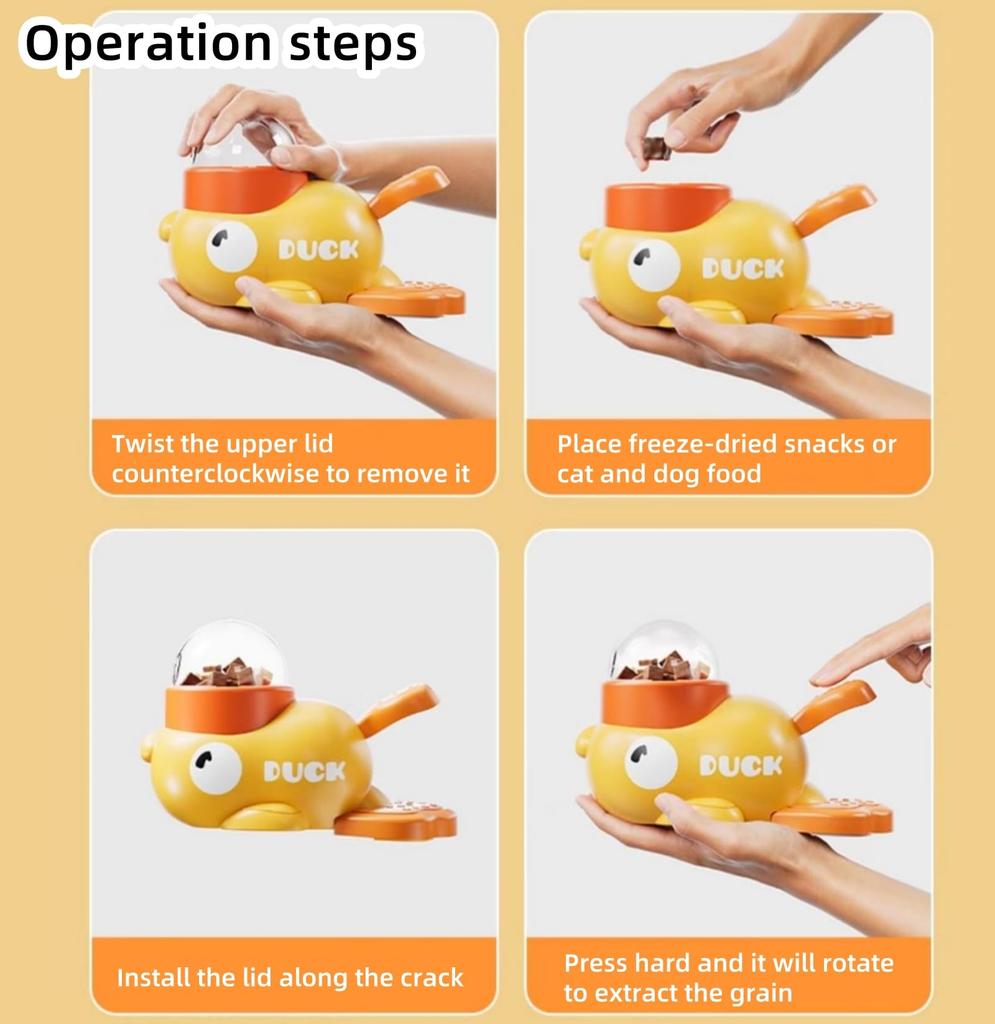 Duck Pet Feeder Automatic Feeder for Cats and Dogs Educational Toy Prevents Overeating Supports Multiple Families Training Toy
