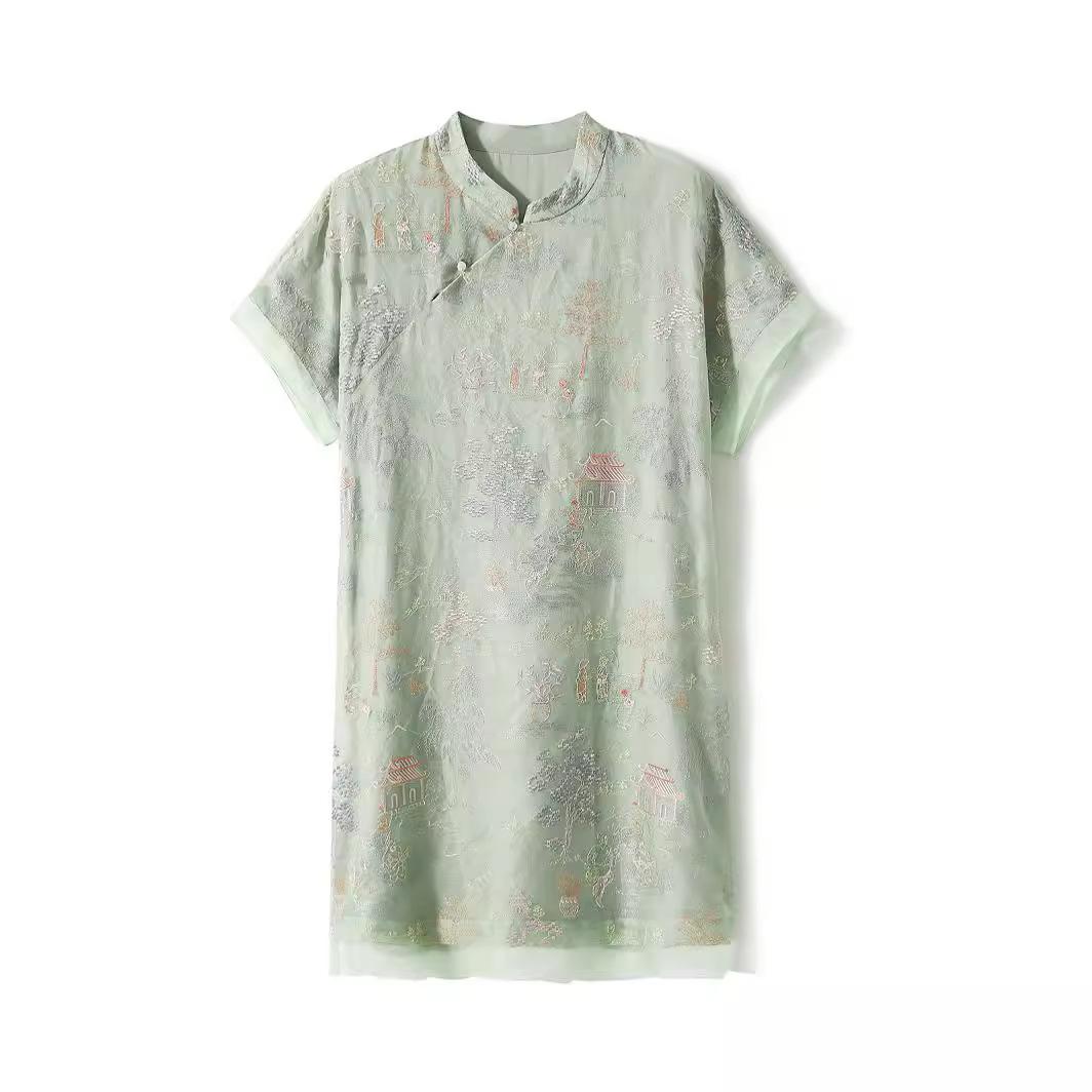 

Летнее новое вышитое китайское платье-чеонгсам в этническом стиле XL