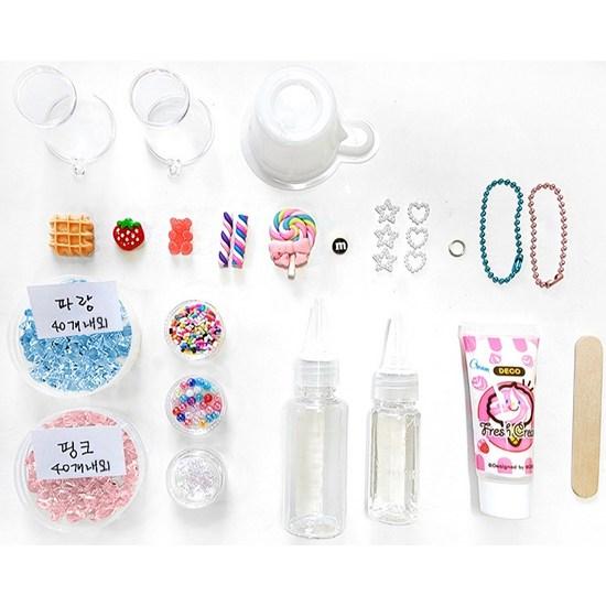 DIY parfait keyring making set, mixed colors, 1 set, a popular character in Korea