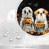 Halloween Dog Shower Curtain Scary Pumpkin Cute Ghost Dress Up Cobweb Bat Fun Fall Floral Kids Polyester Fabric Bathroom Decor Set with Hooks 70X70