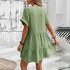 Women's Fashion Loose Flowy V-Neck Short-Sleeve Dress