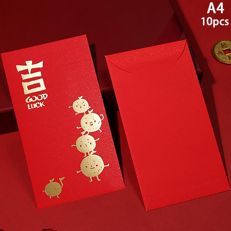 10Pcshappy Birthday Red Envelope Hot Stamping Creative Red Pocket Red Pocket For Lucky Money Birthday Wedding Red Gift Envelopes