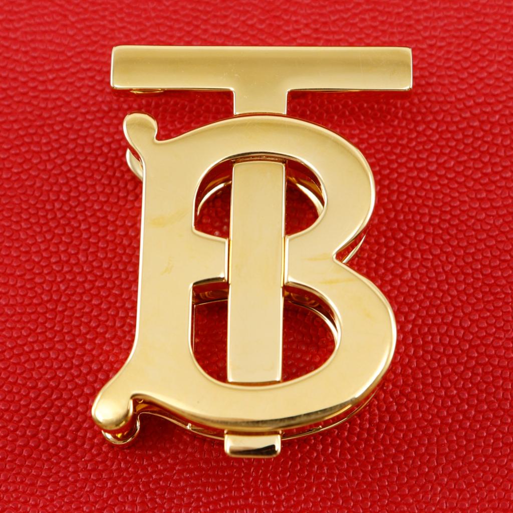 BURBERRY Small Grainy TB Shoulder Bag 2-way clutch Red Calfskin Women Used