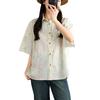 2025 Summer New Mori Retro Printed Short-sleeved Shirt Women's Loose Small Fresh Lapel Casual Cardigan Top