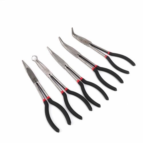 Nisorpa 5-Piece Long Nose Pliers Set, 280mm Extra Long, Nose Pliers, Mechanics Equipment, Hand Tools, Straight, 25, 45, 90, and 0 Bends
