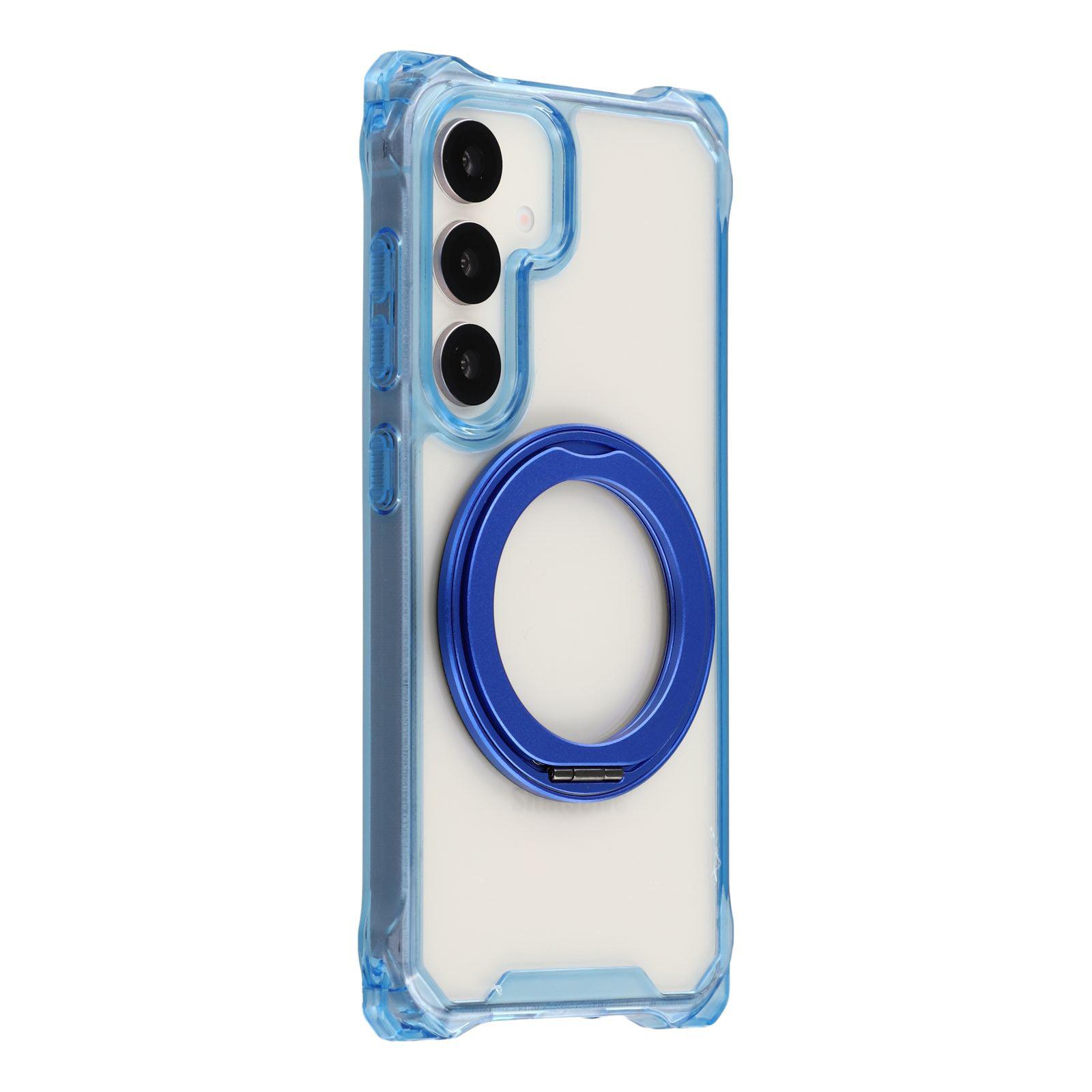 

For Samsung Galaxy S25/S24 Magnetic Case Ring Kickstand TPU+PC Phone Cover Blue