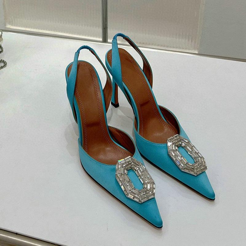 Fashion 2025 Women Pumps Rhinestone High heels Woman Party High-Heeled Rhinestone Buckle Stiletto Silver Women's Daily Sandals