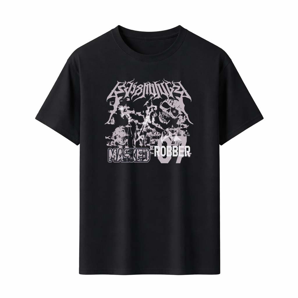 Masked Robber T-Shirt Men Women Death Metal Skull Print Gothic Streetwear Punk Rock Style Black Tee Top Fashion - Men s Summe... S разноцветный