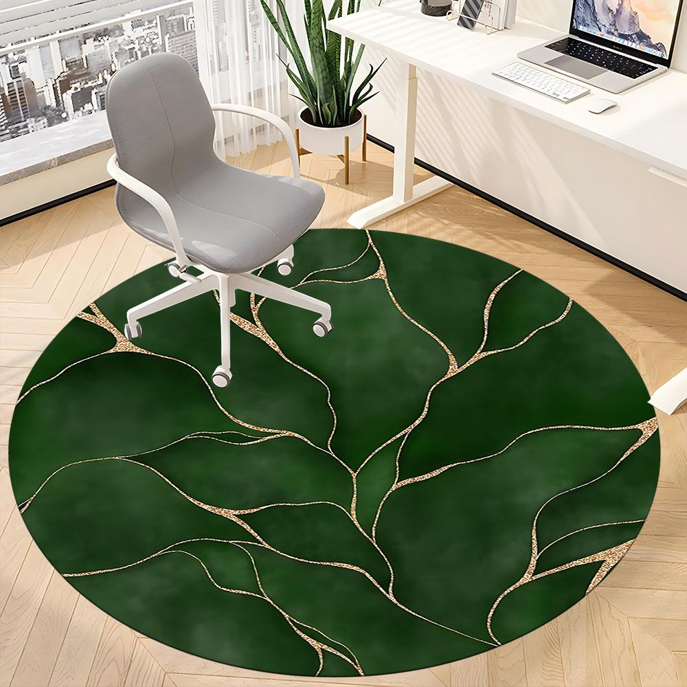 1pc Gold Leaf Pattern Office Round Area Rug, Indoor Mat Suitable ForOffice, Under Office Chairs Bedroom Living Room Home Decor, Room Decot049