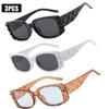 3PCS Square Fashion Women Sunglasses Y2K Hip Hop Vacation Beach Party Decoration Glasses Men