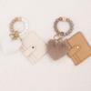 Silicone Beaded Wristlet Keychain Tassel Design Leather Tassel Wallet Keychain  Daily Accessory