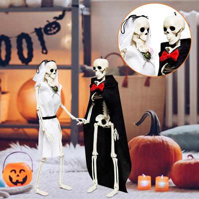 15,7 cala Straszny Szkielet Panna Młoda i Pan Młody Para Ślubna Statua Wisząca Ozdoba Na Imprezę Halloweenową Lub Straszne Gotyckie Dekoracje Figurki