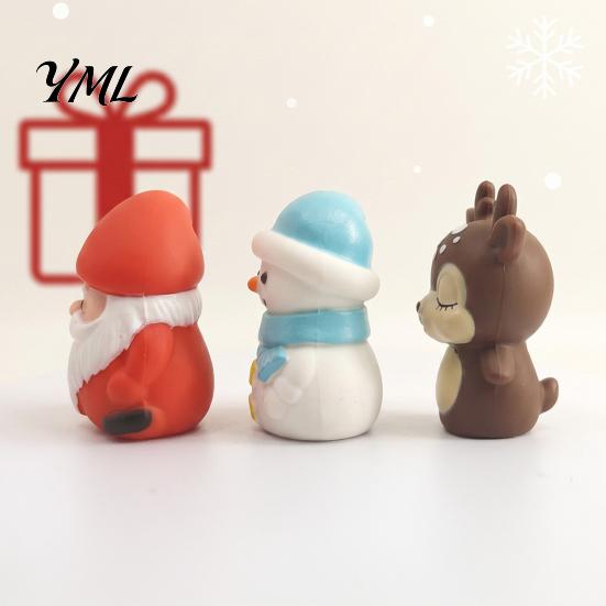 Miniaturní vánoční sady postav Vinylové figurky, Roztomilý Santa Claus Sněhulák Sob Mini soška, Dárky pro děti Malé sváteční stolní dort