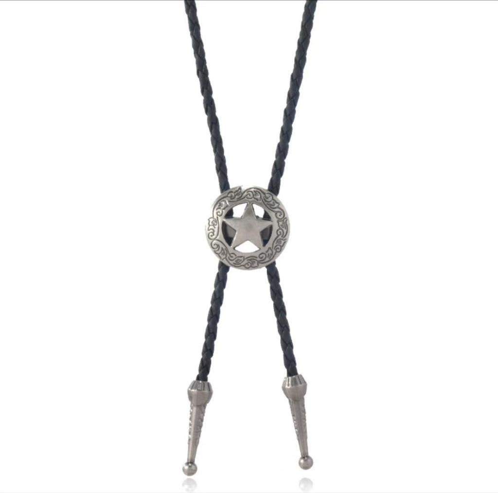 Creative Bullhead Leather Cord Tie Necklace - Retro European and American Design