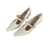 2025 Spring New Single Shoes Women's Black Hollow Pointed Tip Thin Heel Shallow Mouth Mary Jane Shoes Niche White High Heels Women
